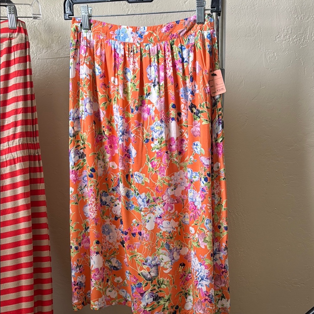 Floral Orange Skirt